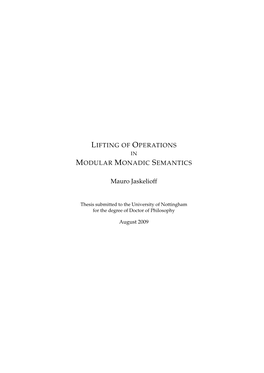 Lifting of Operations in Modular Monadic Semantics