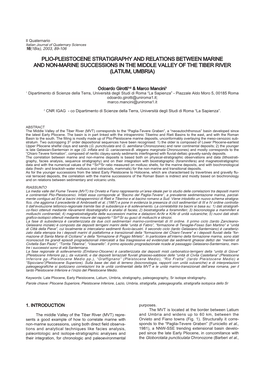 Plio-Pleistocene Stratigraphy and Relations Between Marine and Non-Marine Successions in the Middle Valley of the Tiber River (Latium, Umbria)