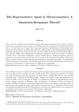 The Representative Agent in Microeconomics: a Samuelson-Koopmans Thread?