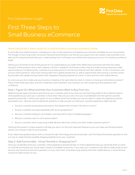 First Three Steps to Small Business Ecommerce