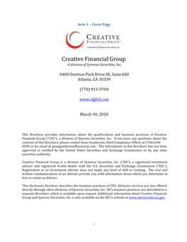 Creative Financial Group a Division of Synovus Securities, Inc