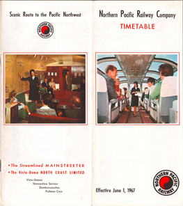 Northern Pacific Railway Company TIMETABLE