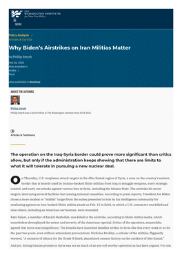 Why Biden's Airstrikes on Iran Militias Matter | the Washington Institute