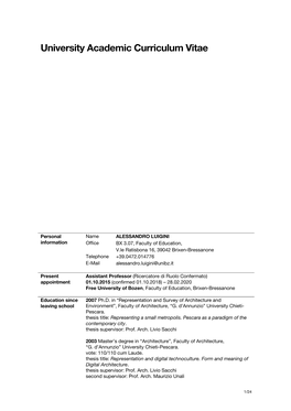 University Academic Curriculum Vitae