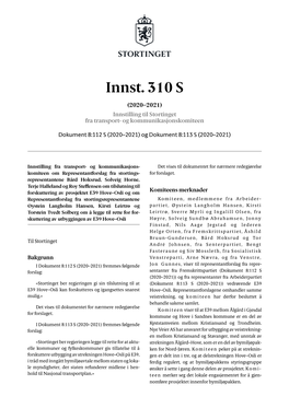 Innst. 310 S (2020–2021) Innstilling Til Stortinget Fra Transport- Og Kommunikasjonskomiteen