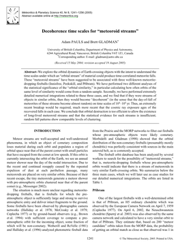 Decoherence Time Scales for “Meteoroid Streams”