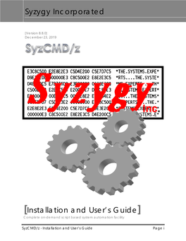 Syzcmd/Z Version 8 Installation and Users Guide.Pdf