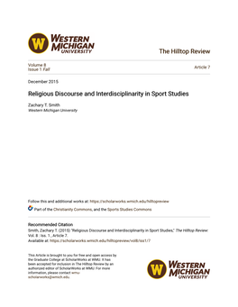 Religious Discourse and Interdisciplinarity in Sport Studies