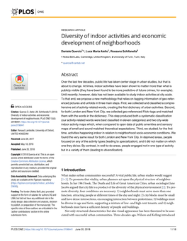 Diversity of Indoor Activities and Economic Development of Neighborhoods