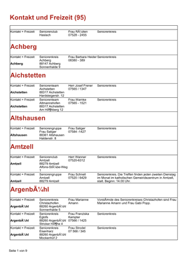 Achberg Aichstetten Altshausen Amtzell Argenbã¼hl