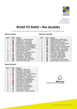 ROAD to BAKU – the Doubles