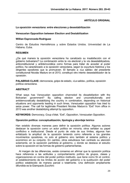 La Oposición Venezolana: Entre Elecciones Y Desestabilización