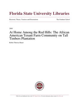 The African American Tenant Farm Community on Tall Timbers Plantation Robin Theresa Bauer