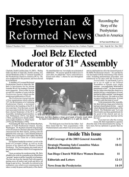 Joel Belz Elected Moderator of 31St Assembly