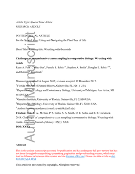 Challenges of Comprehensive Taxon Sampling in Comparative Biology: Wrestling with Rosids Ryan A