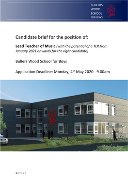 Candidate Brief for the Position Ofexecutive Headteacherbullers