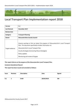 Local Transport Plan Implementation Report 2018