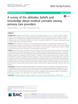 A Survey of the Attitudes, Beliefs and Knowledge About Medical Cannabis Among Primary Care Providers Lindsey M