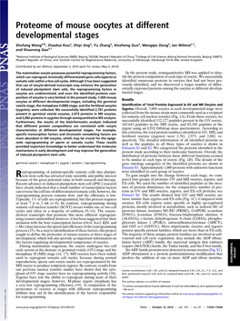 Proteome of Mouse Oocytes at Different Developmental Stages