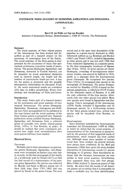 Systematic Wood Anatomy of Desmopsis, Sapranthus and Stenanona (Annonaceae)