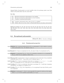 8.4 Exceptional Polynomials