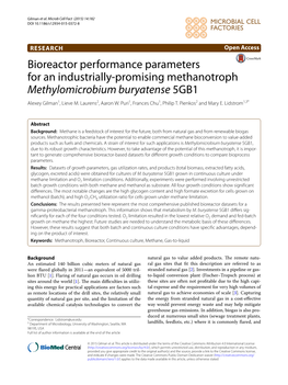 Bioreactor Performance Parameters for an Industrially-Promising