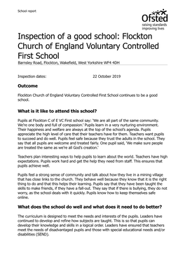 Flockton Church of England Voluntary Controlled First School Barnsley Road, Flockton, Wakefield, West Yorkshire WF4 4DH