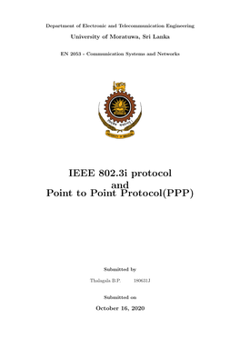 IEEE 802.3I Protocol and Point to Point Protocol(PPP)