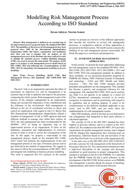 Modelling Risk Management Process According to ISO Standard