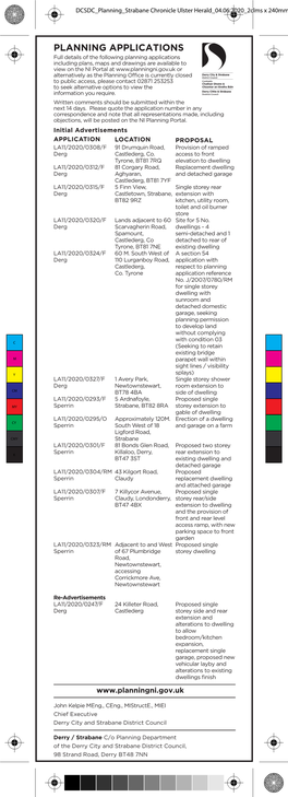 DCSDC Planning Strabane Chronicle Ulster Herald 04.06.2020 2Clms X 240Mm Draft 1.Pdf 1 27/05/2020 12:53:46