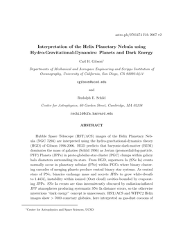 Interpretation of the Helix Planetary Nebula Using Hydro-Gravitational-Dynamics: Planets and Dark Energy