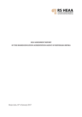 Self-Assessment Report of the Higher Education Accreditation Agency of Republika Srpska