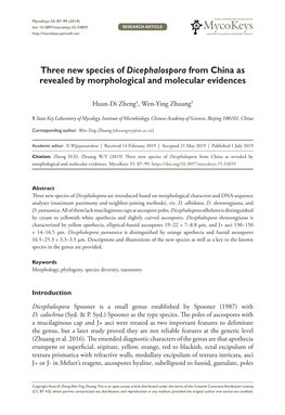 Three New Species of Dicephalospora from China As Revealed by Morphological and Molecular Evidences