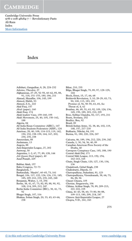 Cambridge University Press 978-1-108-48184-7 — Revolutionary Pasts Ali Raza Index More Information