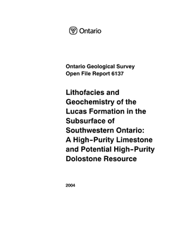 Lithofacies Geochemistry Lucas Limestone Dolostone Resource