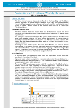 Protection of Civilians Weekly Report 20 – 26 December 2006 of Note This Week