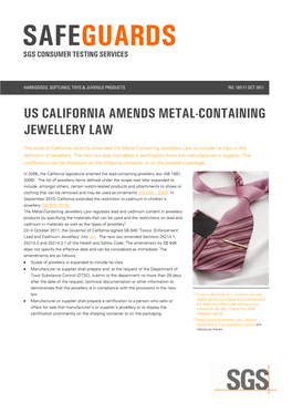 SGS-Safeguards 18711-US CALIFORNIA AMENDS METAL