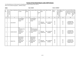 Format of Test-Check Report Under ADIP Scheme