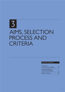 Aims, Selection Process and Criteria