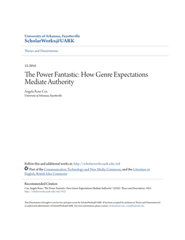 How Genre Expectations Mediate Authority Angela Rose Cox University of Arkansas, Fayetteville