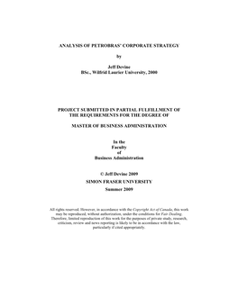 ANALYSIS of PETROBRAS' CORPORATE STRATEGY by Jeff