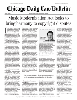 Music Modernization Act Looks to Bring Harmony to Copyright Disputes