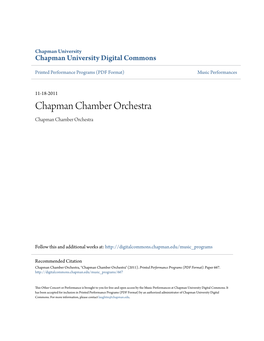 Chapman Chamber Orchestra Chapman Chamber Orchestra