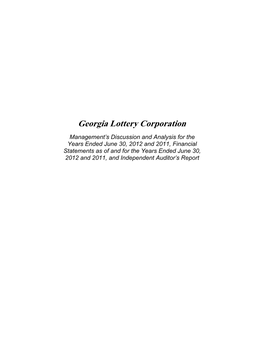 Georgia Lottery 2012 Financial Statements