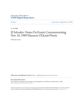 El Salvador: Notes on Events Commemorating Nov