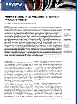 Parathyroidectomy in the Management of Secondary Hyperparathyroidism