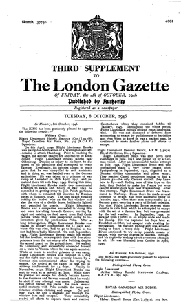 The London Gazette of FRIDAY, the Tfh of OCTOBER, 1946 by Registered As a Newspaper TUESDAY, 8 OCTOBER, 1946