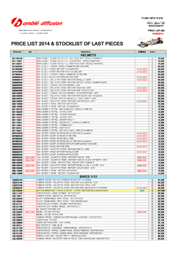 Price List 2014 & Stocklist of Last Pieces