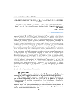 Soil Resources of the Domașnea Commune, Caraș – Severin County