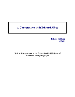 A Conversation with Edward Albee